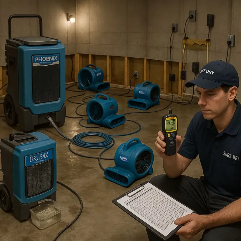 Structural Drying and Dehumidification process in Del Mar, CA
